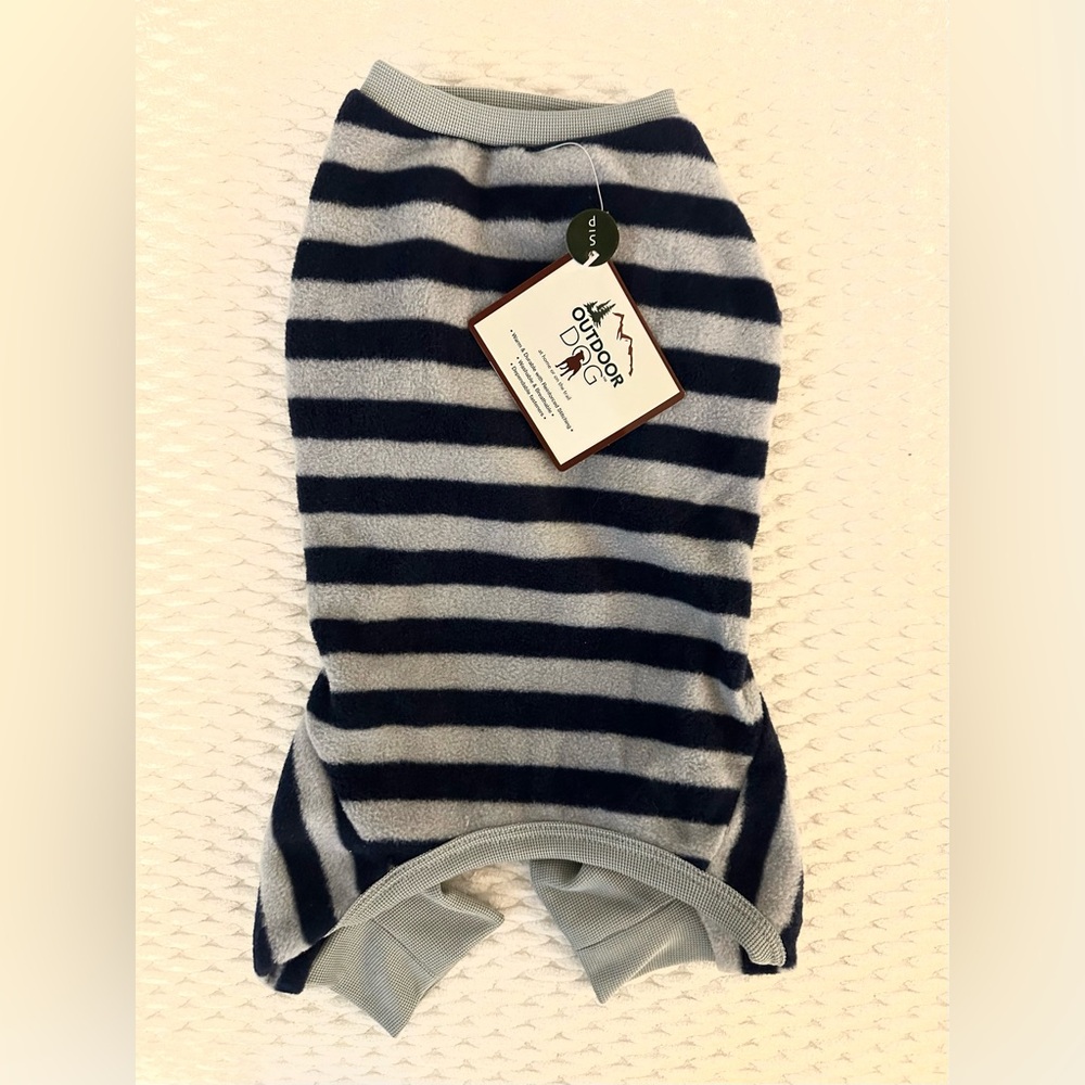 Navy and Gray Striped Dog Fleece- NWT